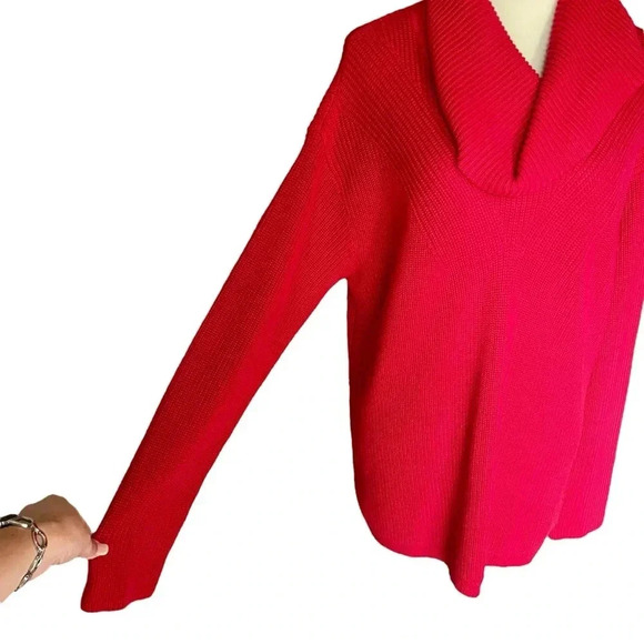 Talbots Cable Knit Cowl Neck Oversized Pullover Sweater Cotton Blend Women Sz L - Picture 5 of 8